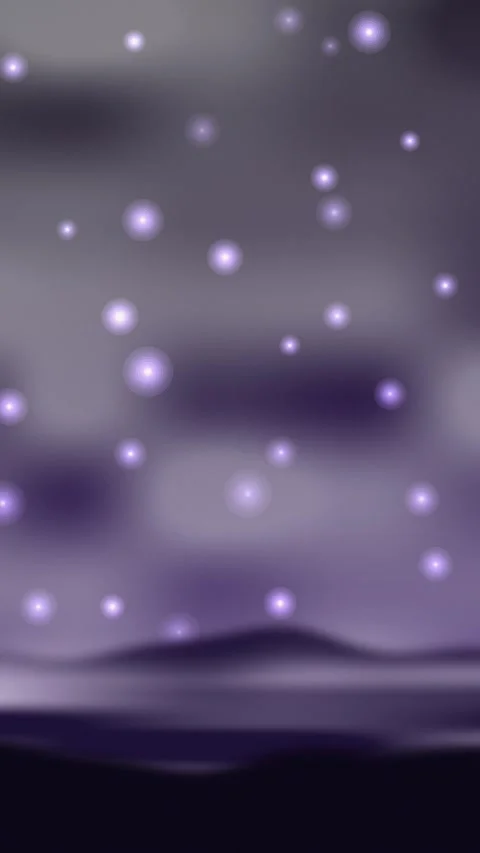 Purple orbs floating over a dark dreamy landscape. 2d animation Video stock 345712682