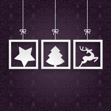 Purple ornaments 3 frames Stockillustratie