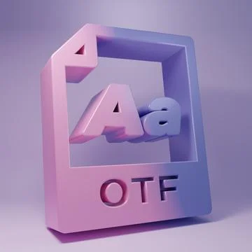 Purple OTF file document. Download otf button icon isolated on purple backg.. Stock Illustration