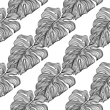 Purple outline contoured seamless pattern in decorative style. Isolated print Stock Illustration