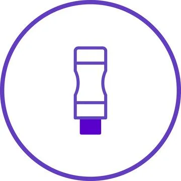 Purple outlined illustration of a connector plug centered in a circular desig Stock Illustration