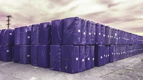 Purple package in perspective Stock Photos