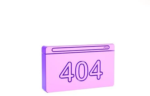 Purple Page with a 404 error icon isolated on white background. Template repo Stock Illustration