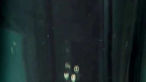 Purple paint hitting water Stock Footage