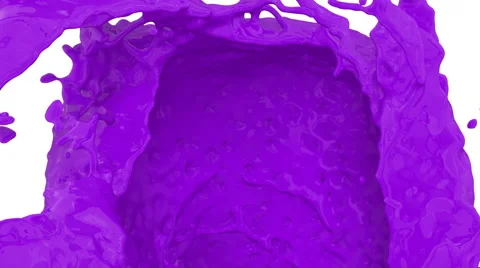 Purple paint splashing into screen - camera fly-through, with alpha (FULL HD) Video stock 54769097