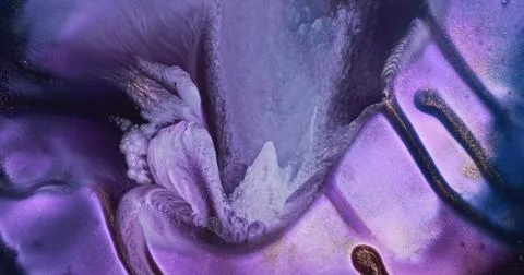 Purple paint wave flow down. Amazing white-purple ink foam flowing background Stock Illustration