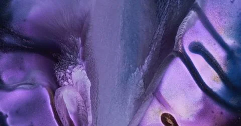 Purple paint wave flow down. Amazing white-purple ink foam flowing background Stock Illustration
