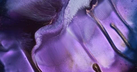 Purple paint wave flow down. Amazing white-purple ink foam flowing background Stock Illustration