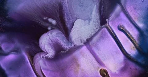 Purple paint wave flow down. Amazing white-purple ink foam flowing background Stock Illustration