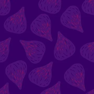 Purple palette seamless pattern with figs abstract shapes. Food fruit backdro Stock Illustration