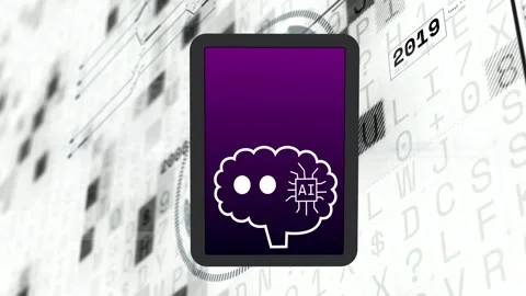 Purple panel showing starting timeline head shifting bubble filling brain AI Stock Footage 333704871