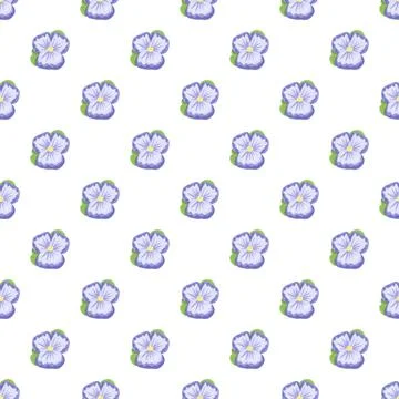 Purple pansy floral pattern creating seamless botanical design Stock Illustration