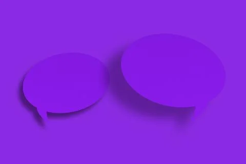 Purple paper in the shape of speech bubbles against a purple background. Comm Stock Photos