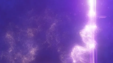 Purple particle cloud with bright light beam and lens flare Stock Footage 329063531