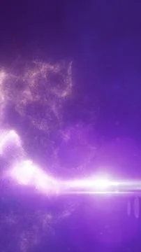 Purple particle cloud with bright light beam and lens flare, abstract cosmi.. Stock Illustration