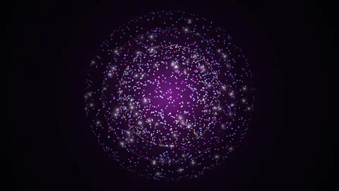 Purple Particle Data Sphere on Black Tech Background Video stock 341980368