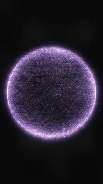 Purple particle sphere glowing orb abstract data background Illustrazione stock