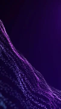 Purple particle waves flow across a dark vertical background, offering a sl.. Illustrazione stock