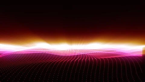 Purple particles wave flow digital abstract background isolated on black ba.. Stock Illustration