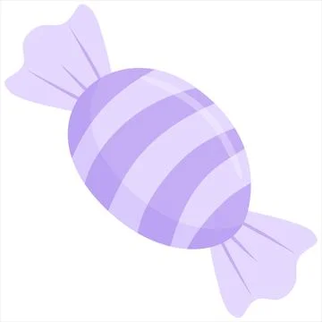Purple Pastel Wrapped Candy Vector Illustration Cute Dessert Sweet Clipart .. Illustrazione stock