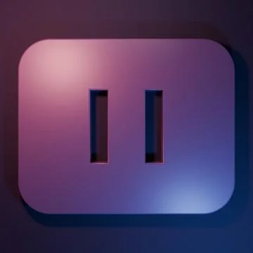 Purple Pause button icon isolated on purple-blue background. Minimalism con.. Foto stock