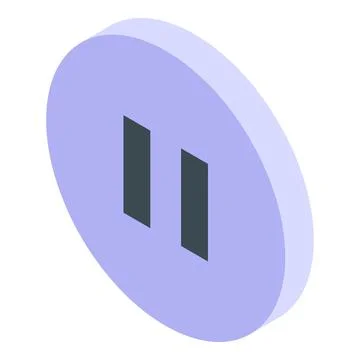 Purple pause button showing stop sign in isometric view Stock Illustration