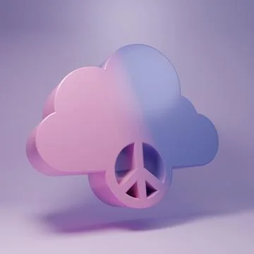 Purple Peace cloud icon isolated on purple background. Hippie symbol of pea.. Stock Illustration