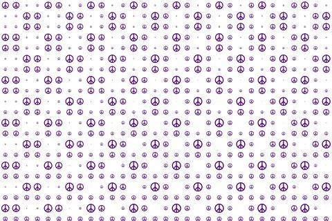 Purple Peace Symbols in Repeating Pattern Stock Illustration