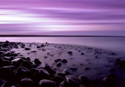 Purple pebble bay Stock Photos