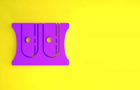 Purple Pencil sharpener icon isolated on yellow background. Minimalism concep Stockillustratie