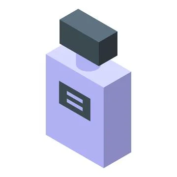 Purple perfume bottle lying down with black cap isometric view Stockillustratie