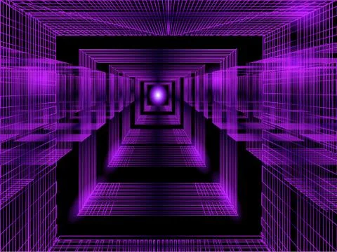 Purple perspective vector background in 3d style - technology concept illustr Stock Illustration