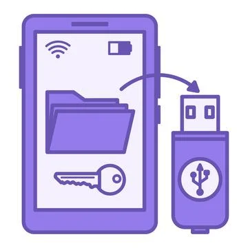 Purple Phone Data Extraction Icon. Vector Illustration. Phone, Flash D.. Stock Illustration