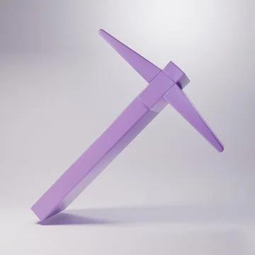Purple Pickaxe icon isolated on grey background. Minimalism concept. 3D ren.. Illustrazione stock