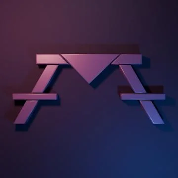 Purple Picnic table with benches on either side of the table icon isolated .. Stock Illustration
