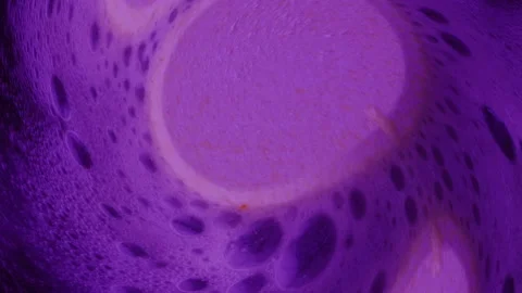 Purple pill dissolving in liquid Stock Footage 255668091