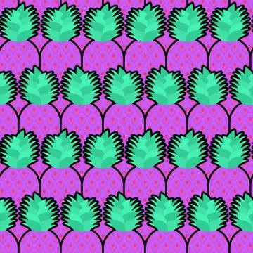 Purple Pineapple pattern seamless. pineapples background. Fruits texture. Car Stock Illustration