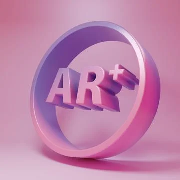 Purple-pink Ar, augmented reality icon isolated on pink background. Minimal.. イラスト素材