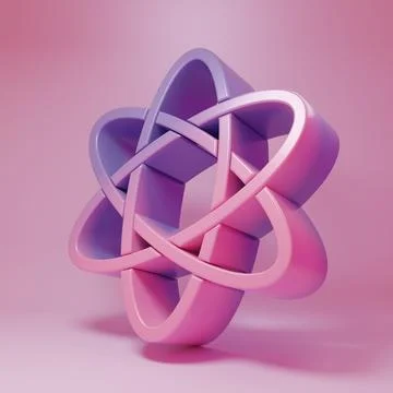 Purple-pink Atom icon isolated on pink background. Symbol of science, educa.. 스톡 일러스트