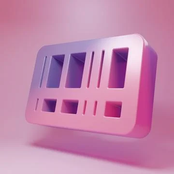 Purple-pink Barcode icon isolated on pink background. Minimalism concept. 3.. Stock Illustration