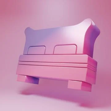 Purple-pink Big bed for two or one person icon isolated on pink background... Stock Illustration