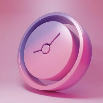 Purple-pink Clock icon isolated on pink background. Time symbol. Minimalism.. イラスト素材