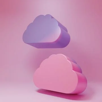 Purple-pink Cloud icon isolated on pink background. Minimalism concept. 3D .. Stock Illustration