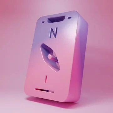Purple-pink Compass screen apps on smartphone for navigation icon isolated .. Illustrazione stock
