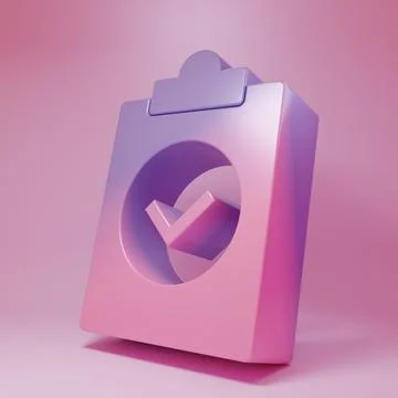 Purple-pink Completed task icon isolated on pink background. Compliance ins.. Stock Illustration