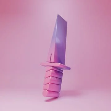 Purple-pink Dagger icon isolated on pink background. Knife icon. Sword with.. Stock Illustration
