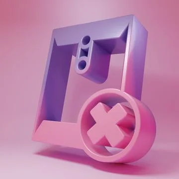 Purple-pink Delete envelope icon isolated on pink background. Delete or err.. Stock Illustration