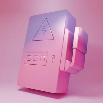 Purple-pink Electrical panel icon isolated on pink background. Minimalism c.. Stock Illustration