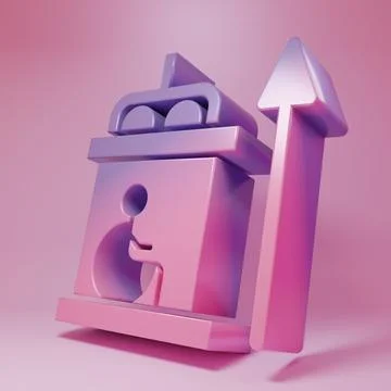 Purple-pink Elevator for disabled icon isolated on pink background. Minimal.. Stock Illustration