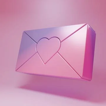 Purple-pink Envelope with 8 March icon isolated on pink background. Message.. Stock Illustration